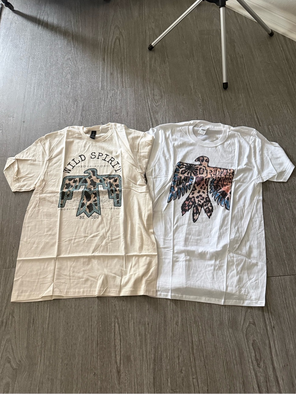 Gildan Graphic Thunderbird Tees — Cream & White NWOT